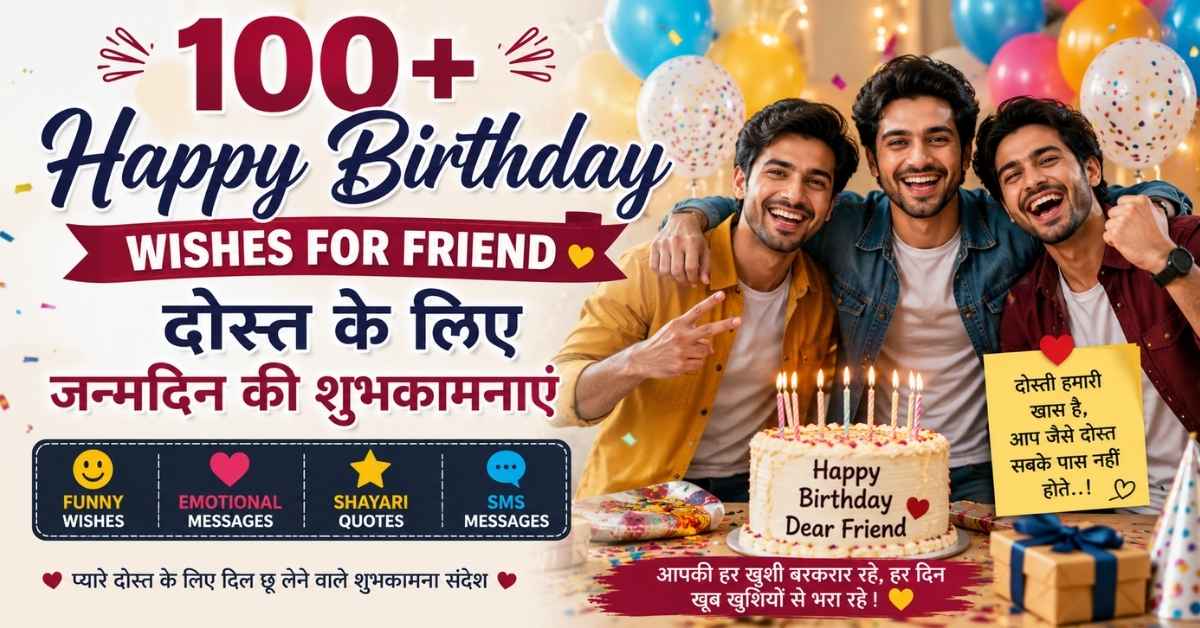 100+ Happy Birthday Wishes for Friend in Hindi with friends celebrating birthday party